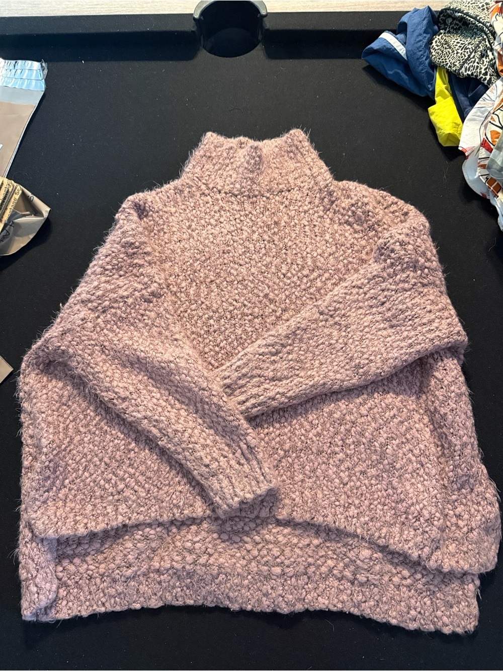 Dreamers Blush Pink Bouclé Turtleneck Sweater